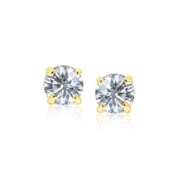 14K Gold Stud 2.50ct Round Cut White Topaz Earrings - Picture 3 of 4